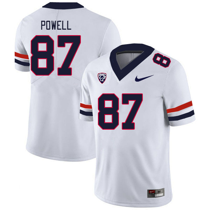 Men #87 Tyler Powell Arizona Wildcats College Football Jerseys Stitched-White - Click Image to Close